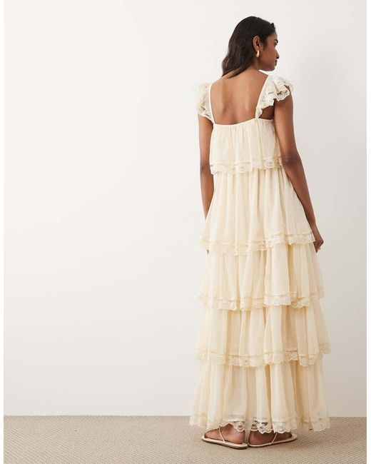 Miss Selfridge Natural Chiffon Tiered Maxi Dress