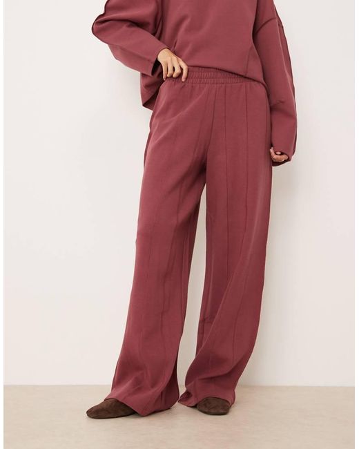 ASOS Red Interlock Super Wide Leg jogger With Seam Detail