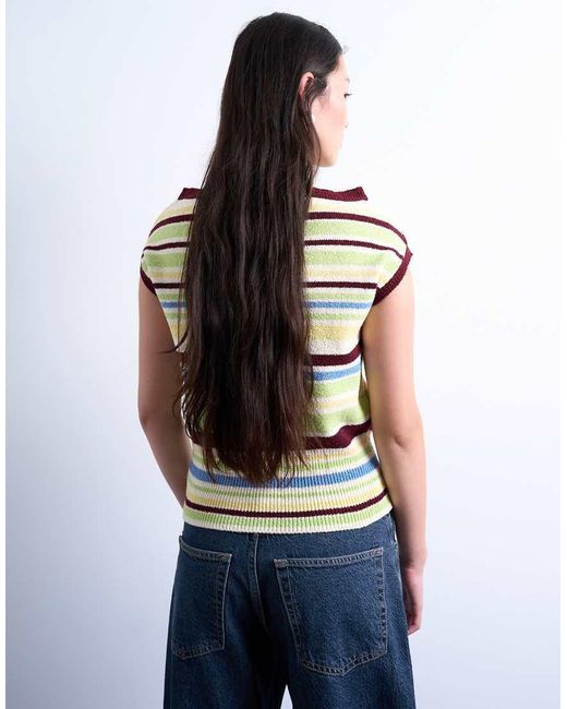 Top Amarillo A Rayas Asimétrico De Punto De TOPSHOP de color Multicolor