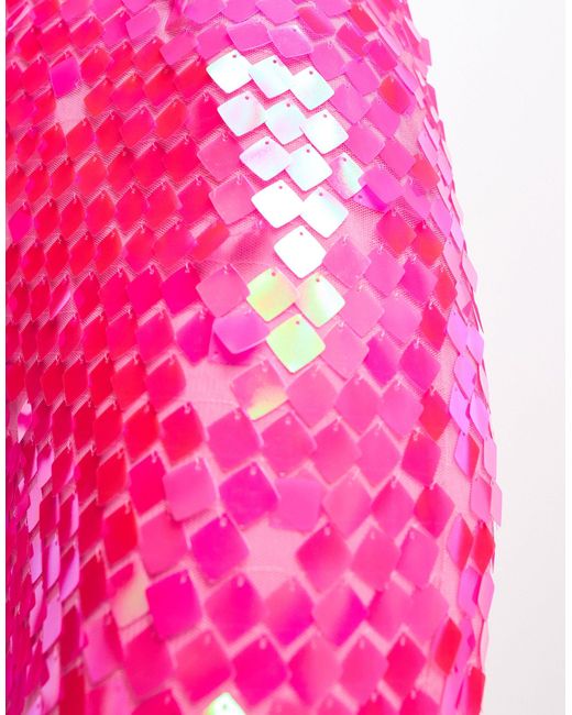 Combinaison bandeau à sequins style disco Collective The Label en coloris Pink
