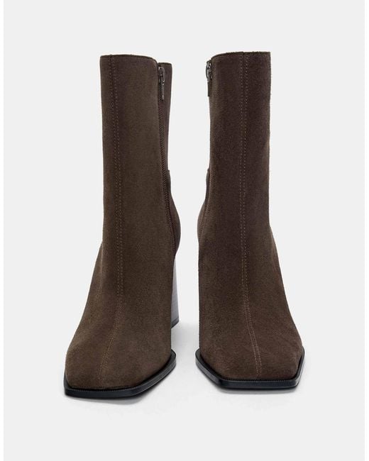 Pull&Bear Brown – stiefeletten aus leder