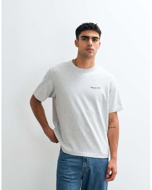 Abercrombie & Fitch White Script Logo Short Sleeve T-shirt for men