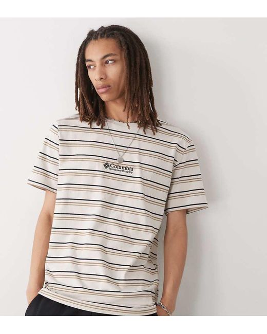 Columbia Brown Somer Slope Ii Striped T-Shirt for men