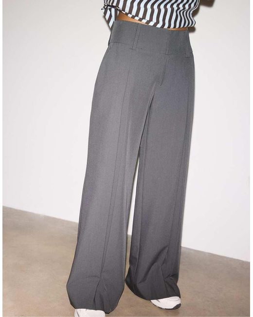Stradivarius Gray Smart Trousers With A Waistband