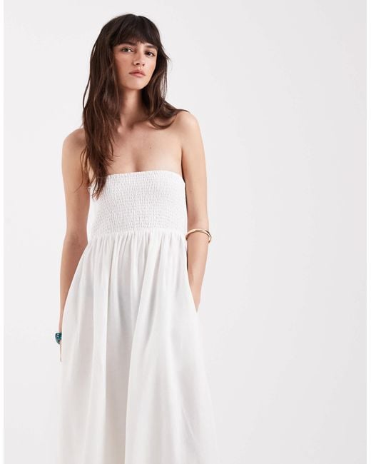 Aware White Boho Bandeau Maxi Dress