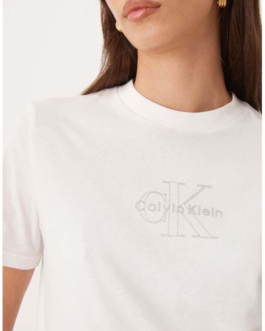 Calvin Klein White Classic Fit Monologo T-shirt