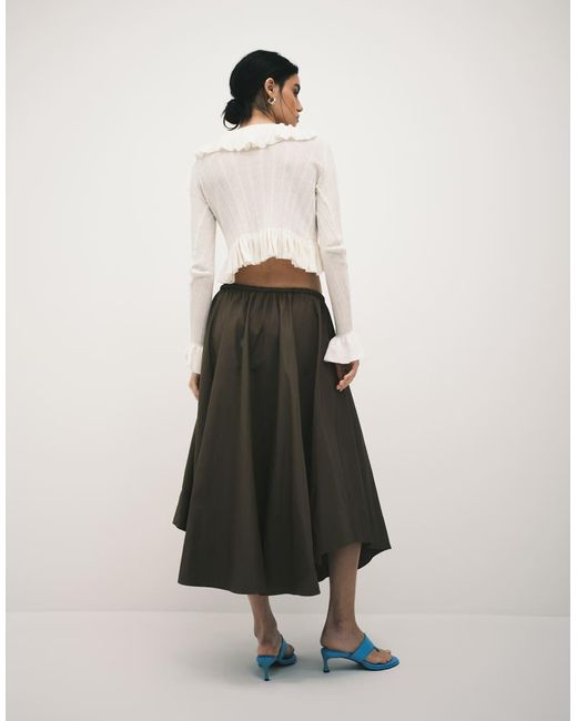 ARKET White Drawstring Cotton Skirt With Dipped Hem