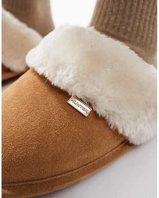 Hunter Brown Lined Mule Slippers