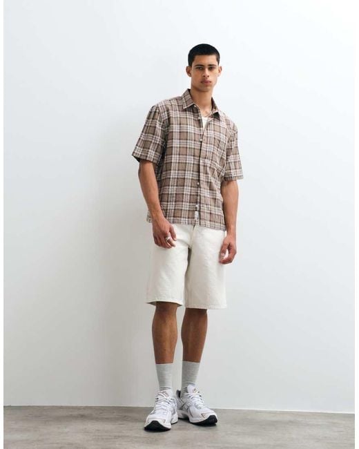 Hollister Brown Boxy Short Sleeve Shirt for men