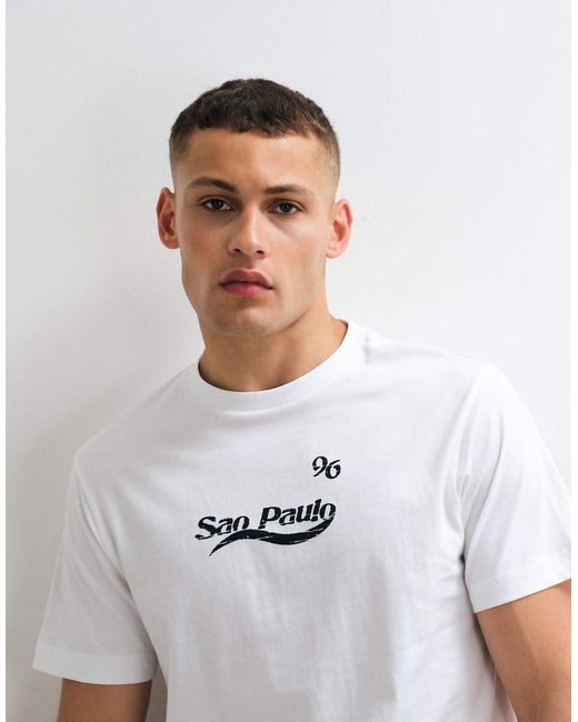 ASOS White T-shirt With Sao Paulo Graphic for men