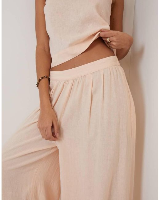 Nobody's Child Natural Linen-Blend Wide Leg Trousers Co-Ord