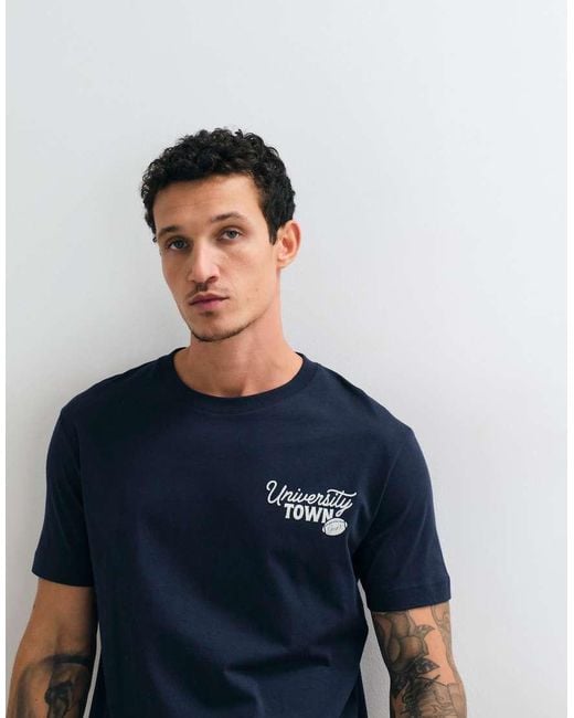 Gant Blue Graphic Text Short Sleeve T-shirt for men