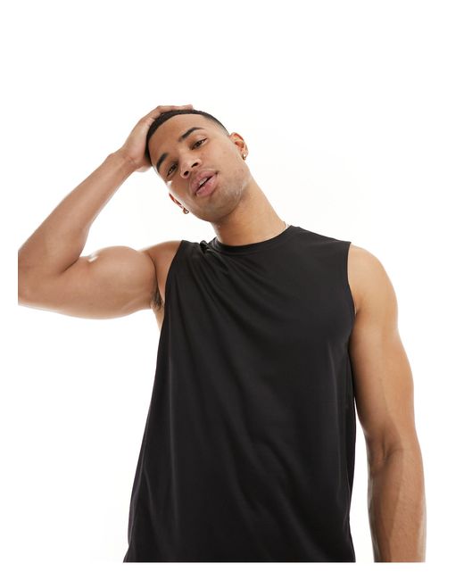 ASOS 4505 – icon – ärmelloses, schnelltrocknendes t-shirt in Black für Herren