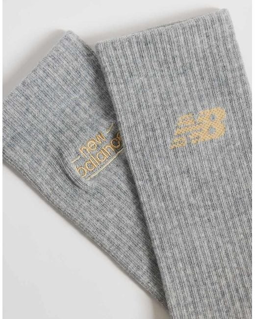 New Balance White Embroidery Graphic Midcrew Socks for men