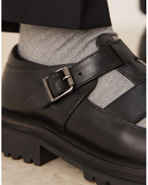 ASOS – mary-jane-schuhe aus leder in Black für Herren