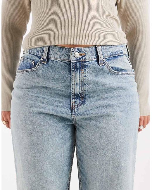 ASOS Blue Asos Design Curve Wide Leg Dad Jeans