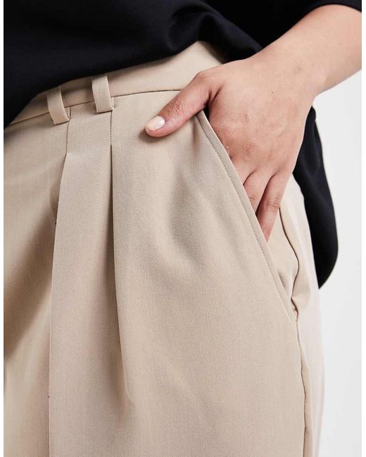 ASOS Black Curve Wide Leg Trousers With Pleat Detail