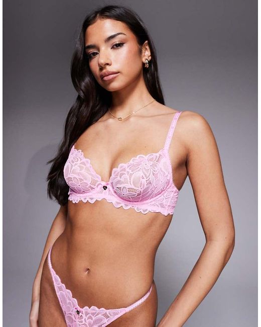 Boux Avenue Pink Heidi Lace Plunge Bra