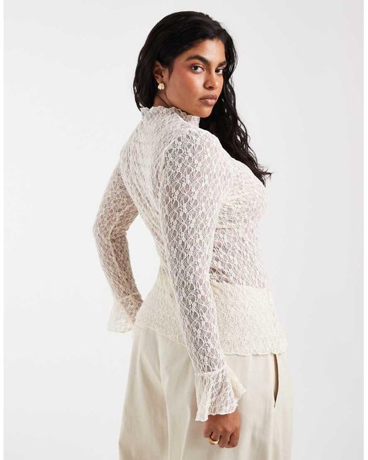 Vero Moda Brown Bell Sleeve Lace Top