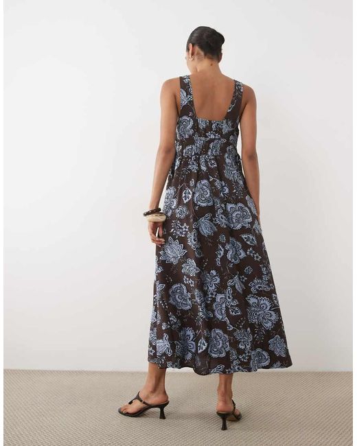 Mango White V Neck Sleeveless Midi Dress