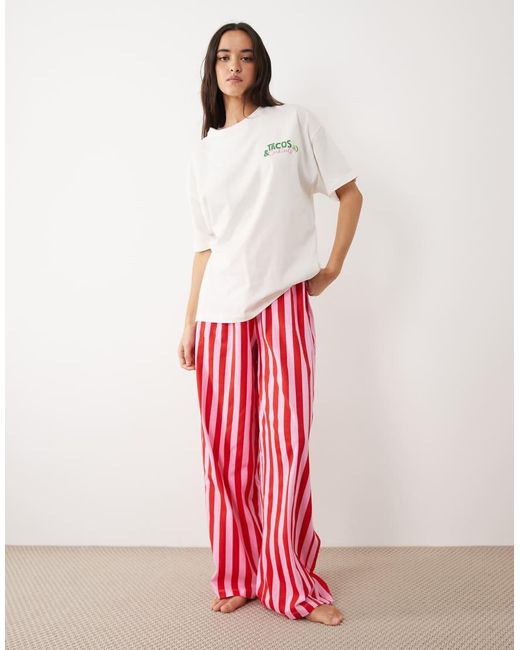 ASOS Red Taco Graphic Short Sleeve Top And Trouser Pyjama Set