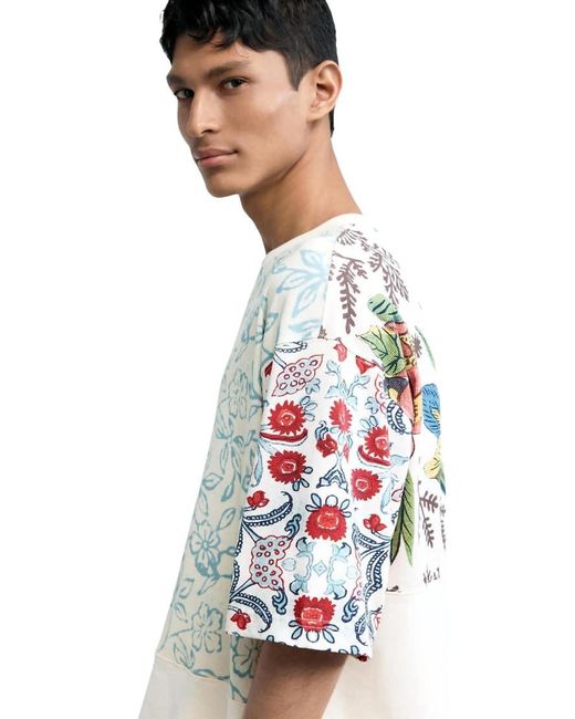 Desigual White Patchwork T-Shirt for men