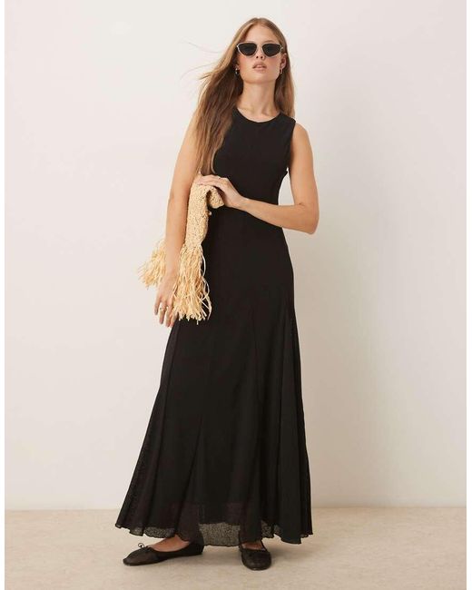 ASOS Black Godet Insert Maxi Dress