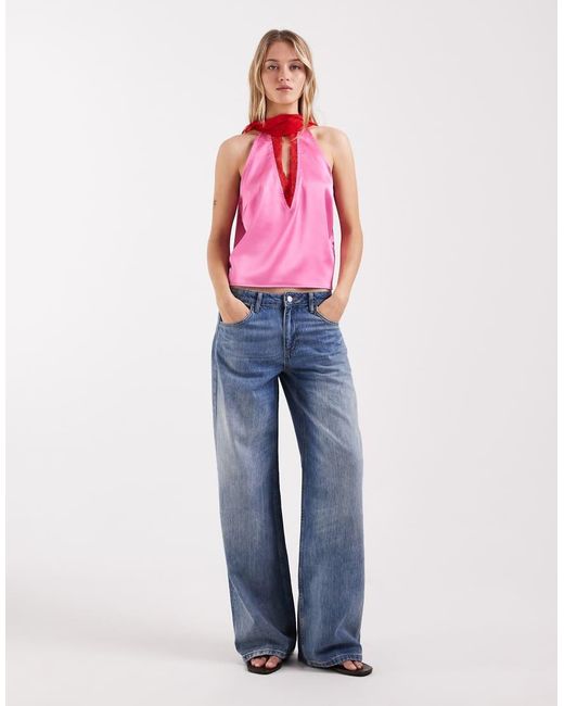 Never Fully Dressed Pink Lace Trim High Neck Top Co-Ord