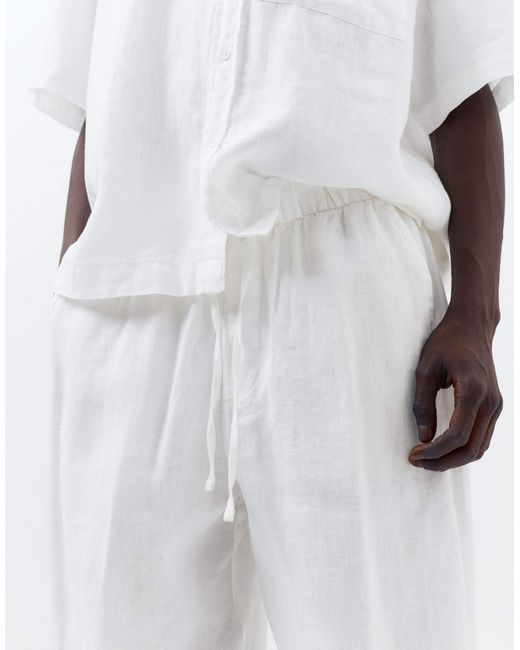 Pantalon en 100 % lin Pull&Bear pour homme en coloris White