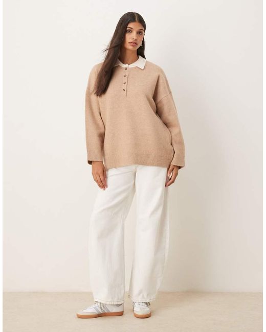 ASOS Natural Knit Compact Polo Shirt