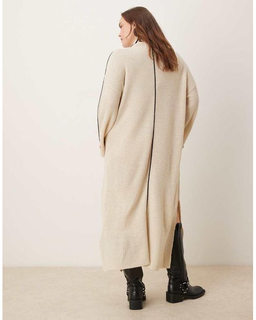 Vila Curve Natural High Neck Knitted Maxi Dress