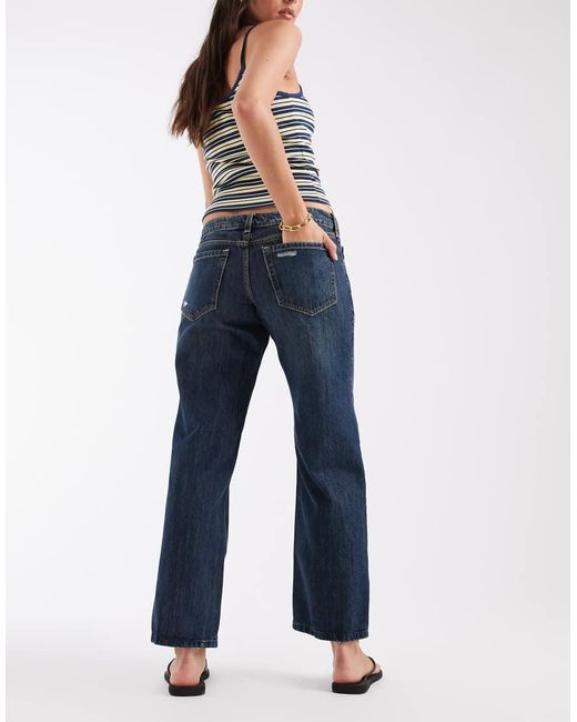 Hollister Blue Ultra Low Rise Tie Waist baggy Jeans