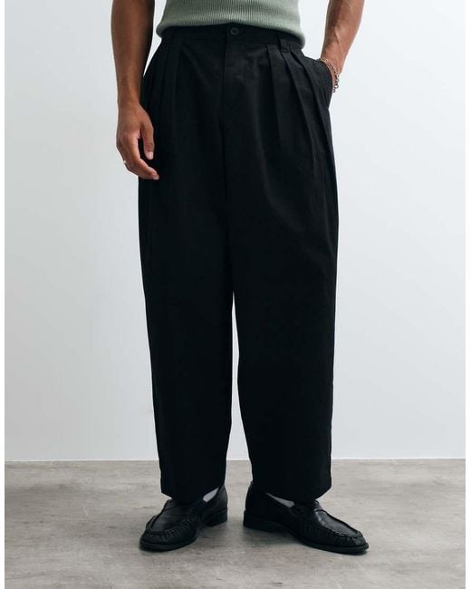 ASOS Black Oversized Tapered Pants for men