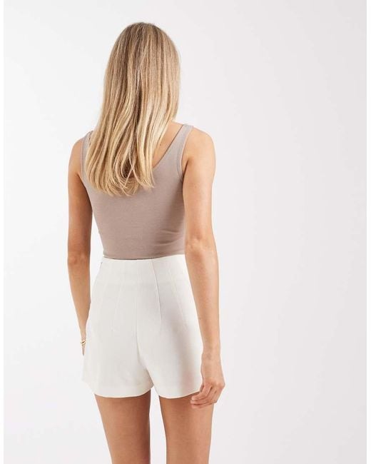 ASOS White Tailored High Waist Corset Seam Detailing Shorts