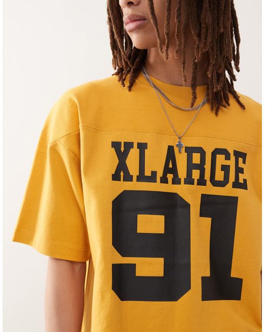 Xlarge Yellow T-shirt With Oversized Logo And Number 91 Print for men