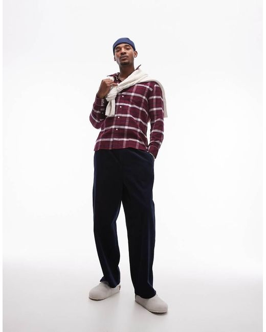 Camicia Bordeaux A Quadri Sfumati Spazzolata di Tommy Hilfiger in Red da Uomo