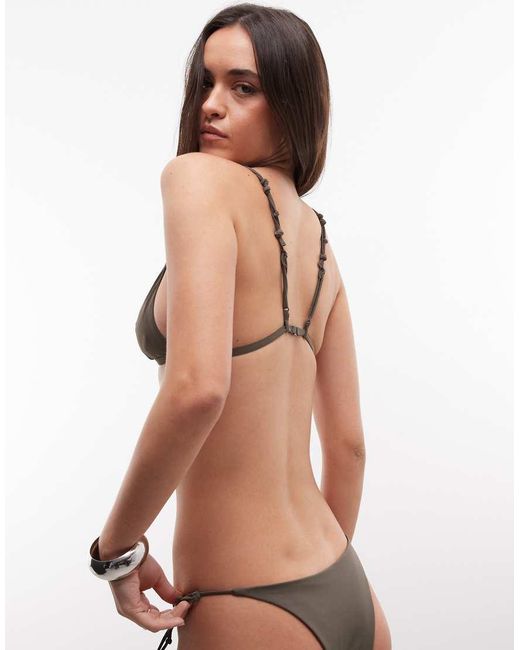 Weekday Brown Triangle Bikini Top With Knot Detail