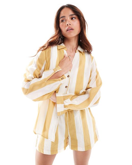 Never Fully Dressed Natural Miley Striped Shirt Co-ord