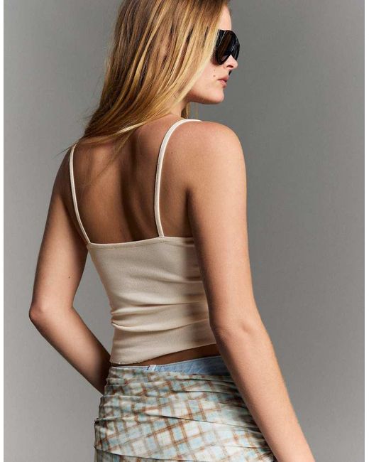 Bershka Gray Printed Lace Camisole