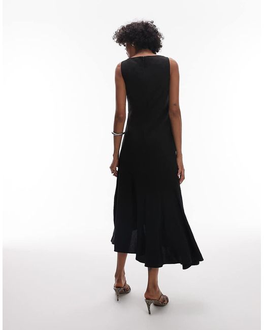 & Other Stories Black Drapey Midaxi Dress With Asymmetric Flutter Hem