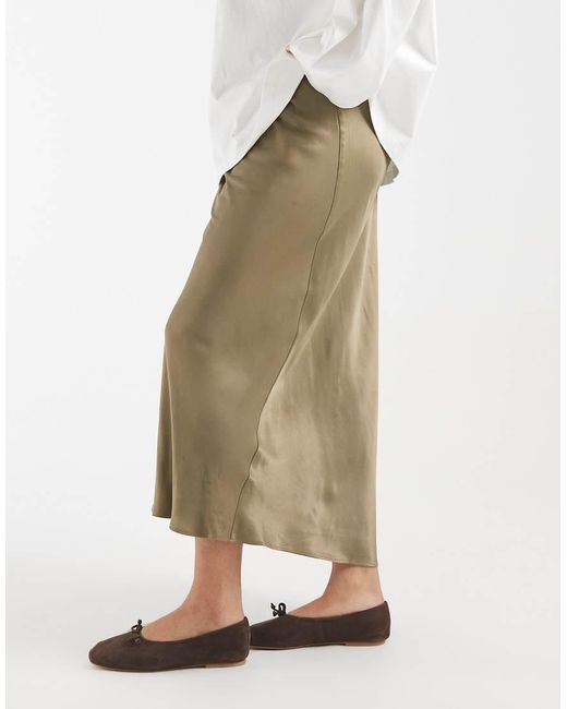 ASOS White Asos Design Curve Satin Bias Maxi Skirt