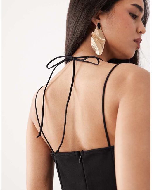 ASOS Black Bonded Crepe Sweetheart Peplum Cami Top