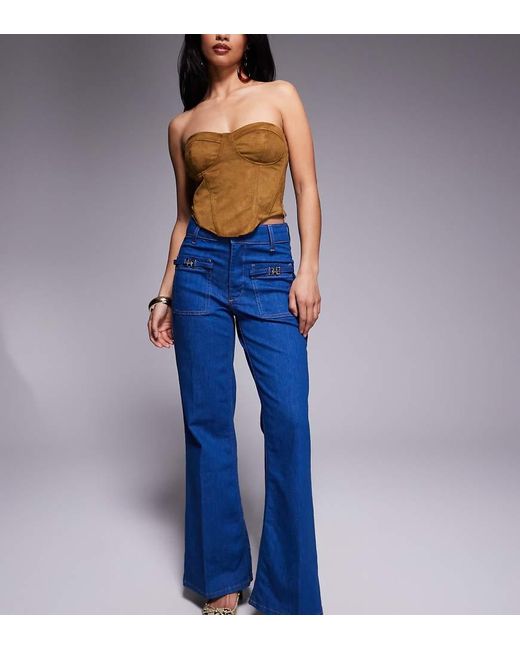 River Island Blue Relaxed Flare Jean