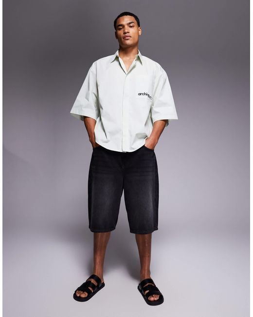 ASOS White Relaxed Shirt With Chest Embroidery for men