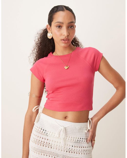 ASOS Pink Raglan Slub Baby Tee