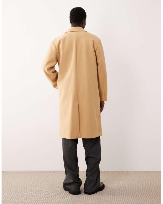 ASOS Natural Wool Look Longline Coat for men