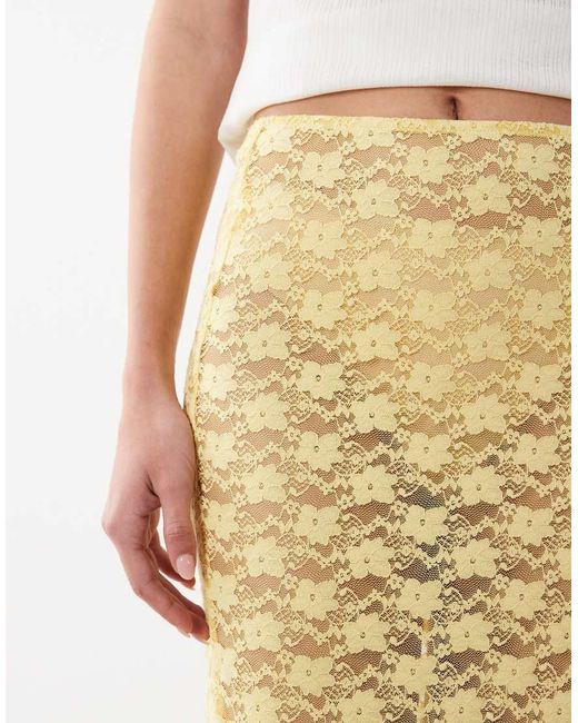 New Look Natural Lace Column Maxi Skirt