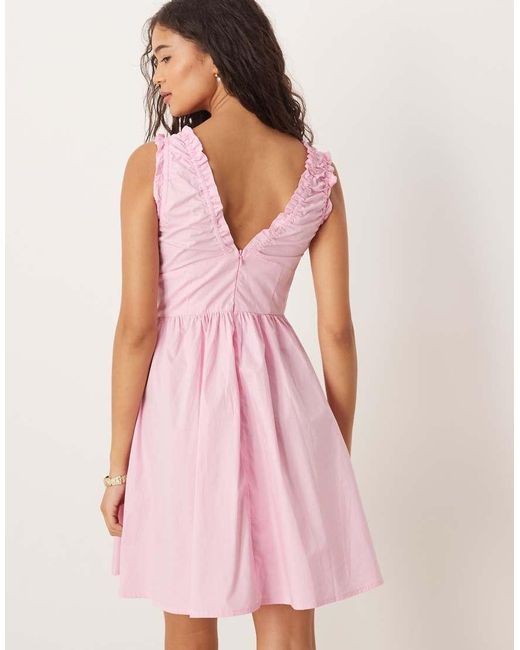 Glamorous Pink V-Neck Sleeveless Mini Dress