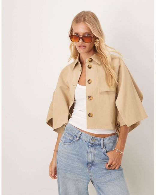 Mango Blue Cropped Oversized Jacket