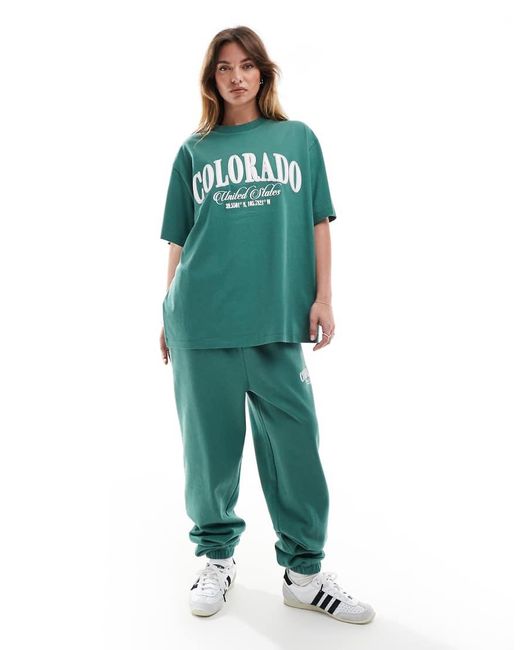 T-Shirt Oversize Con Stampa “Colorado” di ASOS in Green